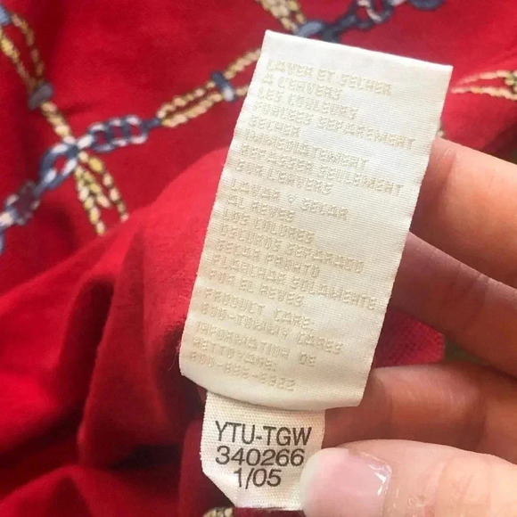 Vintage 2005 Tommy Hilfiger Red Chain Link V-neck Collared Tank Top Size Small - Picture 9 of 11